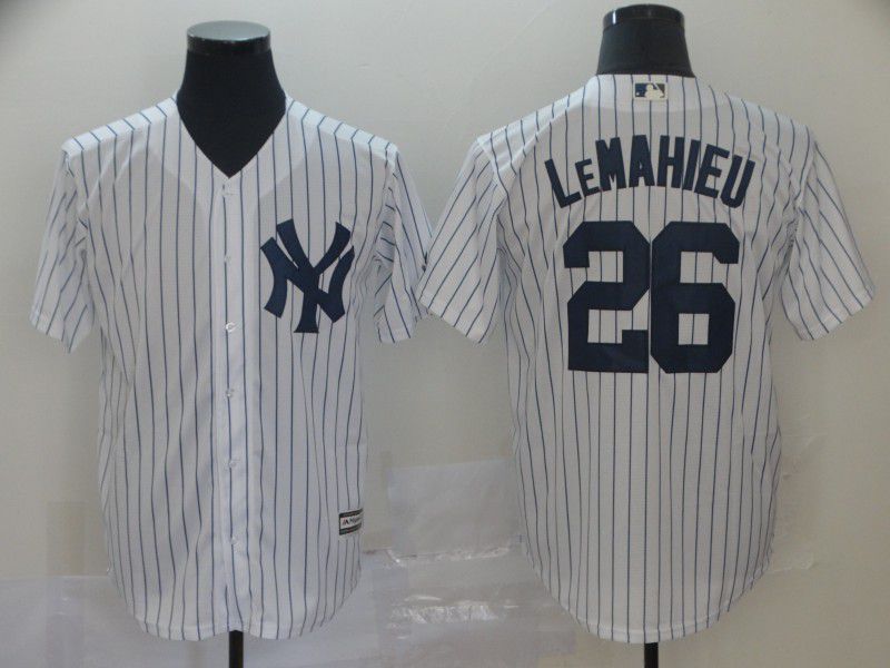Men New York Yankees #26 Lemahieu White Game MLB Jerseys